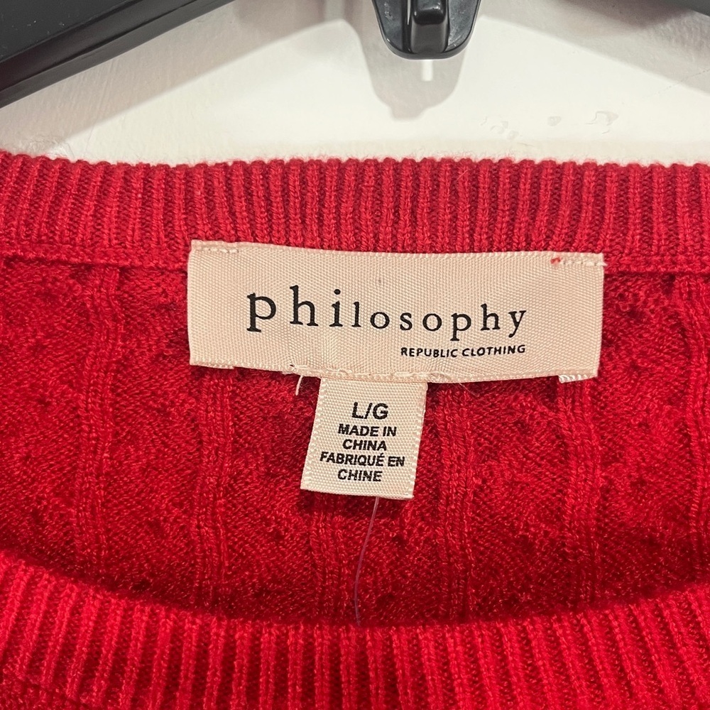 Philosophy Viscose Blend Cable Knit Crew Neck Drop Shoulder Sweater Size Large - Picture 2 of 10